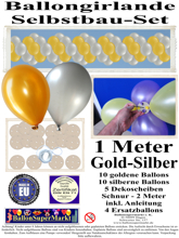 Ballongirlande-Girlande-aus-Luftballons-Gold-Silber-1-Meter-zum-Selbermachen