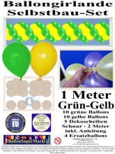 Ballongirlande-Girlande-aus-Luftballons-Gruen-Gelb-1-Meter-zum-Selbermachen