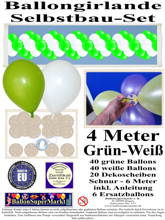 Ballongirlande-Girlande-aus-Luftballons-Gruen-Weiss-4-Meter-zum-Selbermachen