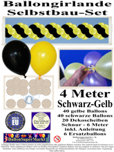 Ballongirlande-Girlande-aus-Luftballons-Schwarz-Gelb-4-Meter-zum-Selbermachen