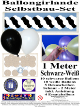 Ballongirlande-Girlande-aus-Luftballons-Schwarz-Weiss-1-Meter-zum-Selbermachen